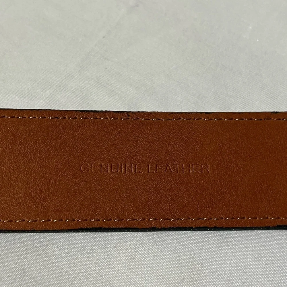 NEW Jos A Bank Leather Belt Men's Black Silver Buckle with Leather Accent